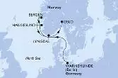 Warnemunde,Haugesund,Bergen,Lyngdal,Oslo