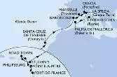 Fort de France,Pointe-a-Pitre,Philipsburg,Road Town,St John s,Santa Cruz de Tenerife,Barcelona,Marseille,Genoa,La Spezia,Civitavecchia,Palma de Mallorca