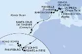 Pointe-a-Pitre,Philipsburg,Road Town,St John s,Santa Cruz de Tenerife,Barcelona,Marseille,Genoa,La Spezia,Civitavecchia