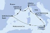Civitavecchia,Messina,Barcelona,Marseille,Genoa,Civitavecchia