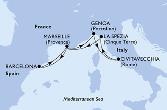 Barcelona,Marseille,Genoa,Civitavecchia,La Spezia,Marseille,Barcelona