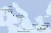 Marmaris,Santorini,Naples,Civitavecchia