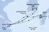 Shanghai,Gangjeong,Fukuoka,Shanghai,Gangjeong,Busan,Shanghai