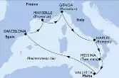 Naples,Messina,Valletta,Barcelona,Marseille,Genoa,Naples