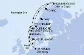 Hamburg,Molde Fjord,Honningsvag,Tromso,Trondheim,Nordfjordeid,Bergen,Kristiansand,Hamburg