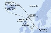 Hamburg,Kirkwall,Reykjavik,Isafjordur,Akureyri,Lerwick,Hamburg