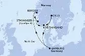 Hamburg,Bergen,Stavanger,Kristiansand,Oslo,Hamburg