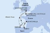 Southampton,Gijon,La Rochelle,Bilbao,Cherbourg,Southampton