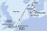 Southampton,Skagen,Fredericia,Copenhagen,Zeebrugge,Southampton