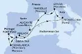 Malaga,Portimao,Casablanca,Gibraltar,Alicante,Civitavecchia,Genoa,Marseille,Malaga