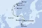 Kiel,Copenhagen,Hellesylt,Alesund,Flaam,Kiel