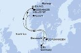Kiel,Copenhagen,Hellesylt,Geiranger,Alesund,Flaam,Kiel