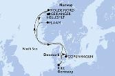 Kiel,Copenhagen,Hellesylt,Geiranger,Molde Fjord,Flaam,Kiel