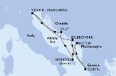 Split,Venice-Marghera,Dubrovnik,Corfu,Kotor,Brindisi,Split