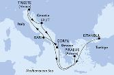 Istanbul,Corfu,Bari,Trieste,Split,Piraeus