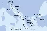 Istanbul,Corfu,Bari,Trieste,Split,Piraeus