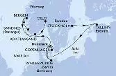 Stockholm,Tallinn,Copenhagen,Warnemunde,Sandnes,Bergen,Kristiansand,Oslo