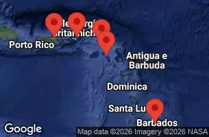 NORWEGIAN PRIMA - útvonalterv 7 éjszaka indulás SAN JUAN, PR kelt 27/12/2026 -  PUERTO RICO, BRITISH VIRGIN ISLANDS, SAINT KITTS - NEVIS, BARBADOS, NETHERLAND ANTILLES