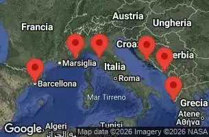 NORWEGIAN VIVA - útvonalterv 9 éjszaka indulás BARCELONA, SPAIN kelt 29/04/2026 -  SPAIN, FRANCE, ITALY, GREECE, MONTENEGRO, CROATIA