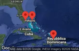 NORWEGIAN VIVA - útvonalterv 5 éjszaka indulás MIAMI, FL kelt 13/04/2027 -  FLORIDA, DOMINICAN REPUBLIC, BAHAMAS